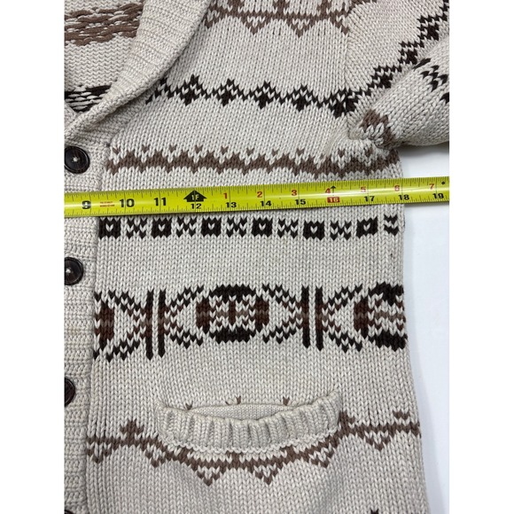 Salt Valley Fair Isle Shawl Collar Cardigan Women's S Cotton Brown - Picture 5 of 9